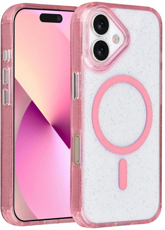 iPhone 16 Hoesjes - Magsafe - Glitter Design - Roze-Ilumina Benelux