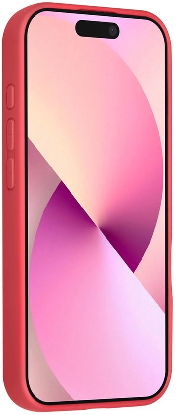 iPhone 16 Hoesjes Schokbestendige Siliconen Backcover met Ringstandaard - Cherry Red-Ilumina Benelux