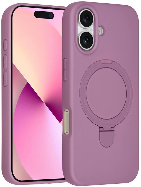 iPhone 16 Hoesjes Schokbestendige Siliconen Backcover met Ringstandaard - Sunset Purple-Ilumina Benelux