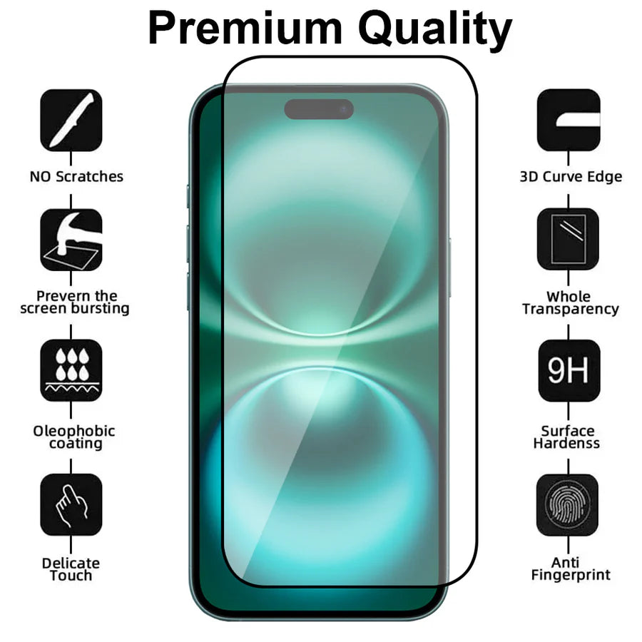 iPhone 16 Plus Screenprotector Full Cover – 9H Gehard Glas – Tempered Glas – 1-Pack-Ilumina Benelux