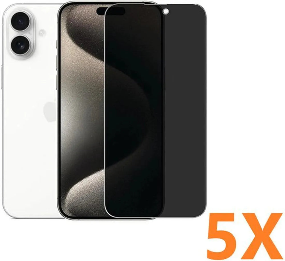 iPhone 16 – Privacy Screenprotector – 9H Gehard Glas – 5-Pack-Ilumina Benelux