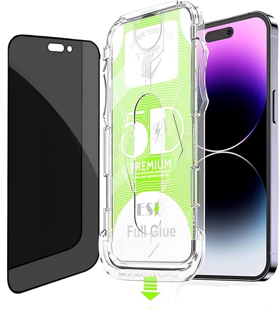 iPhone 16 – Privacy Screenprotector Met Montageframe – 9H Gehard Glas – 2-Pack-Ilumina Benelux