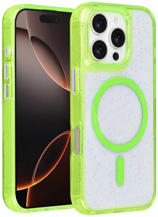 iPhone 16 Pro Hoesjes - Magsafe - Glitter Design - Groen-Ilumina Benelux