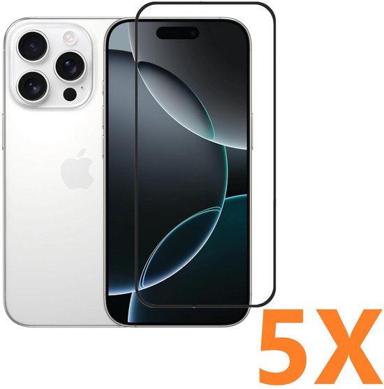 iPhone 16 Pro Max Screenprotector Full Cover Screenprotector Gehard 9H – 5-Pack-Ilumina Benelux