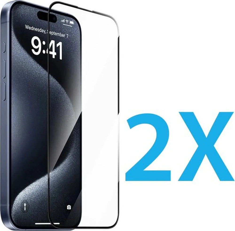 iPhone 16 Pro Screenprotector Full Cover Screenprotector Gehard 9H – 2-Pack-Ilumina Benelux