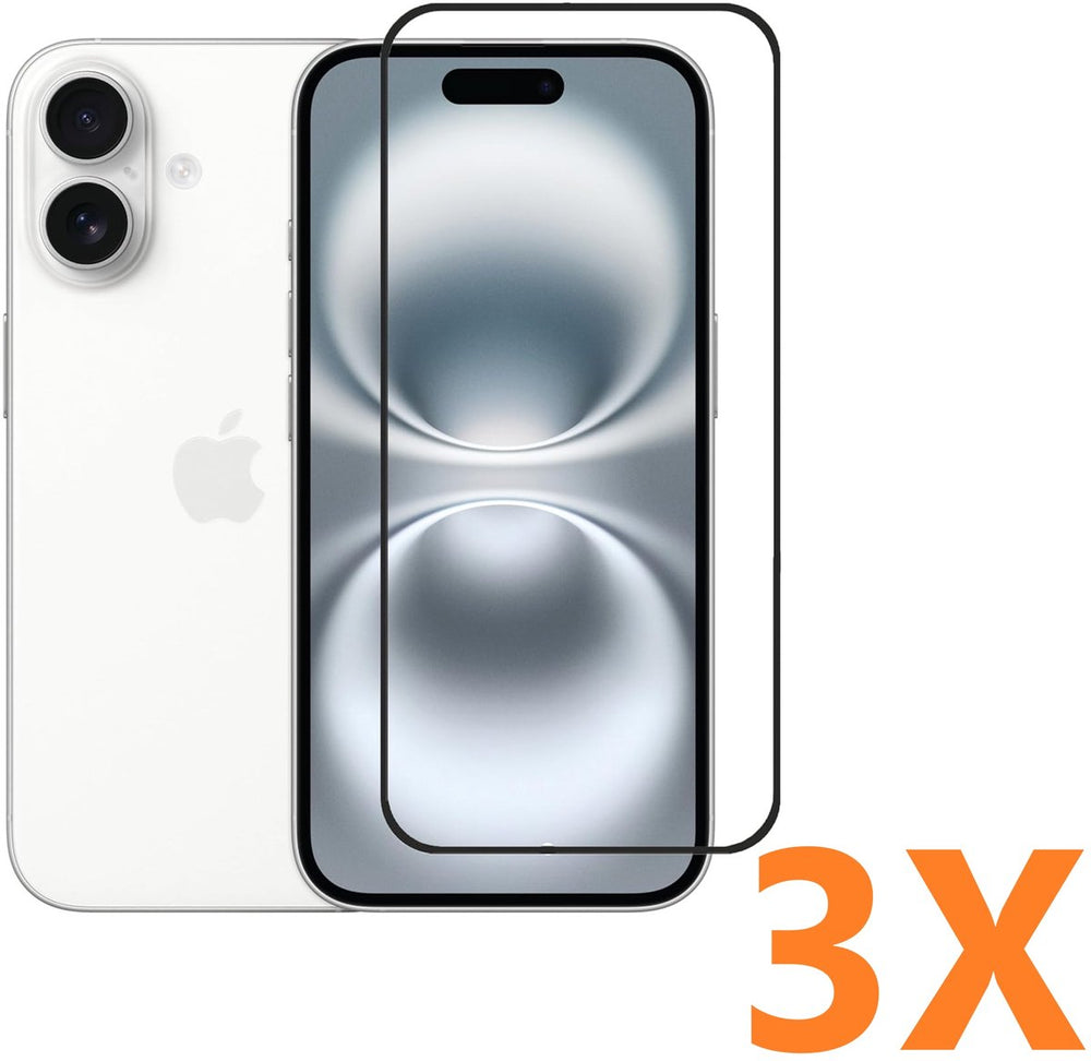 iPhone 16 Screenprotector Full Cover – 9H Gehard Glas – 3-Pack-Ilumina Benelux