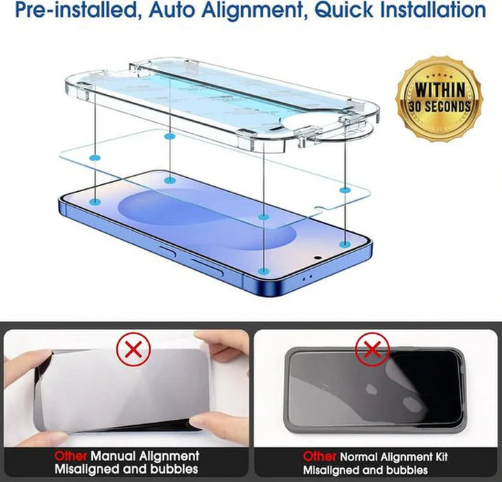iPhone 16 Screenprotector Gehard 9H – Met Montageframe – 2-Pack-Ilumina Benelux
