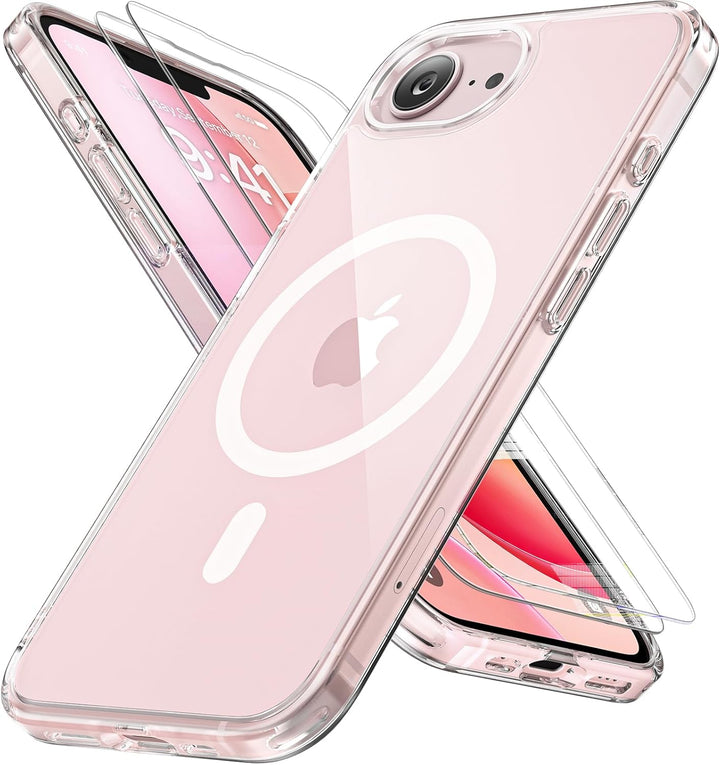 iPhone 16E & 17E Hoesje – Transparant MagSafe Case met 2 Screenprotectors-Ilumina Benelux