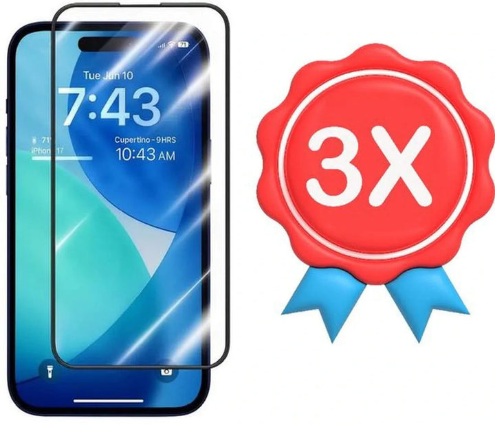 iPhone 17 Air Screenprotector Full Cover – 9H Gehard Glas – 3-Pack-Ilumina Benelux