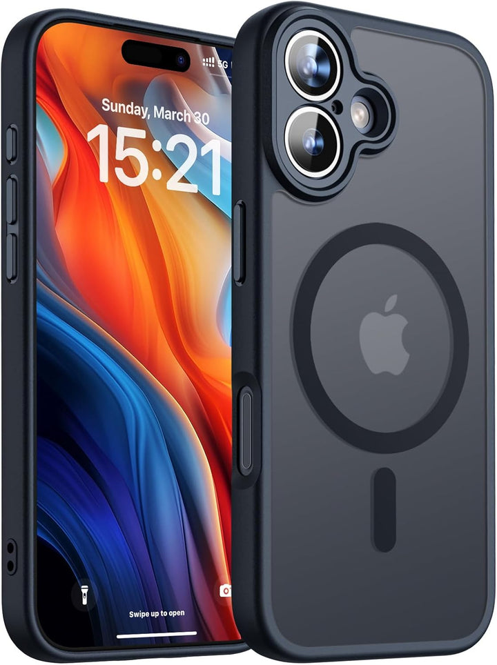 iPhone 17 Hoesje – MagSafe Case Mat Zwart met Lensbescherming-Ilumina Benelux