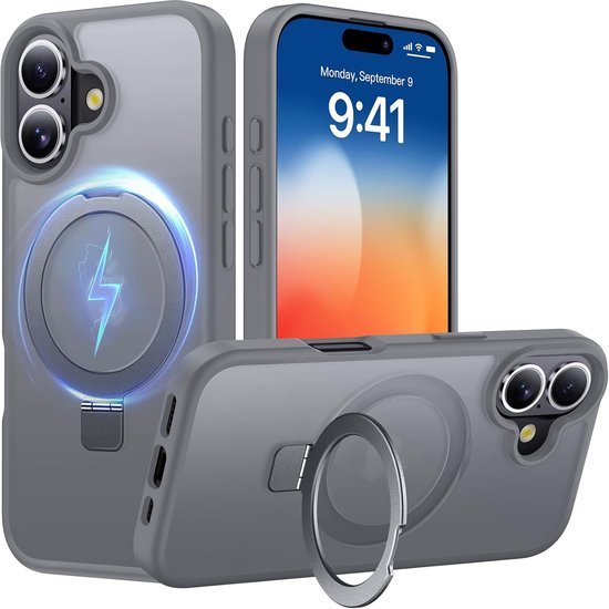 iPhone 17 Hoesjes MagSafe Case - Schokbestendig - Anti-Vingerafdruk - Grijs-Ilumina Benelux