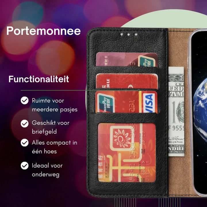 iPhone 16 Pro Hoesjes – Bookcase – Magneetsluiting – Inclusief Screenprotector – Zwart-Ilumina Benelux
