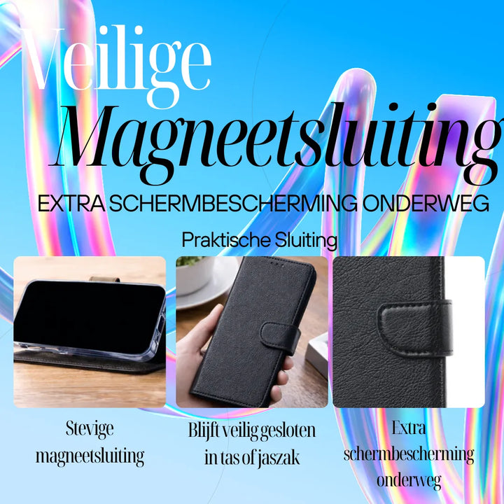 iPhone 16 Pro Hoesjes – Bookcase – Magneetsluiting – Inclusief Screenprotector – Zwart-Ilumina Benelux