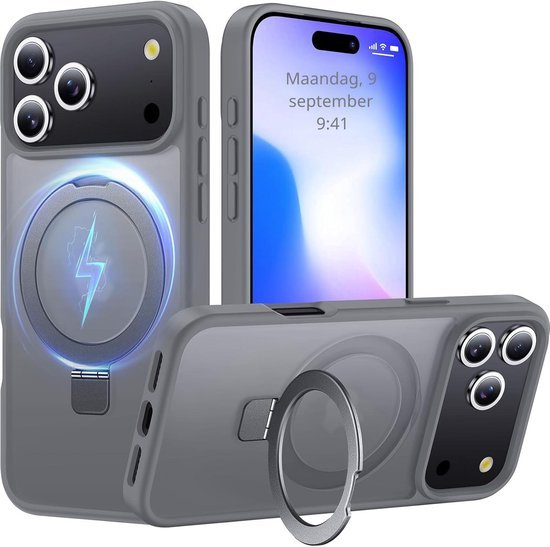 iPhone 17 Pro Hoesjes MagSafe Case - Schokbestendig - Anti-Vingerafdruk - Grijs-Ilumina Benelux