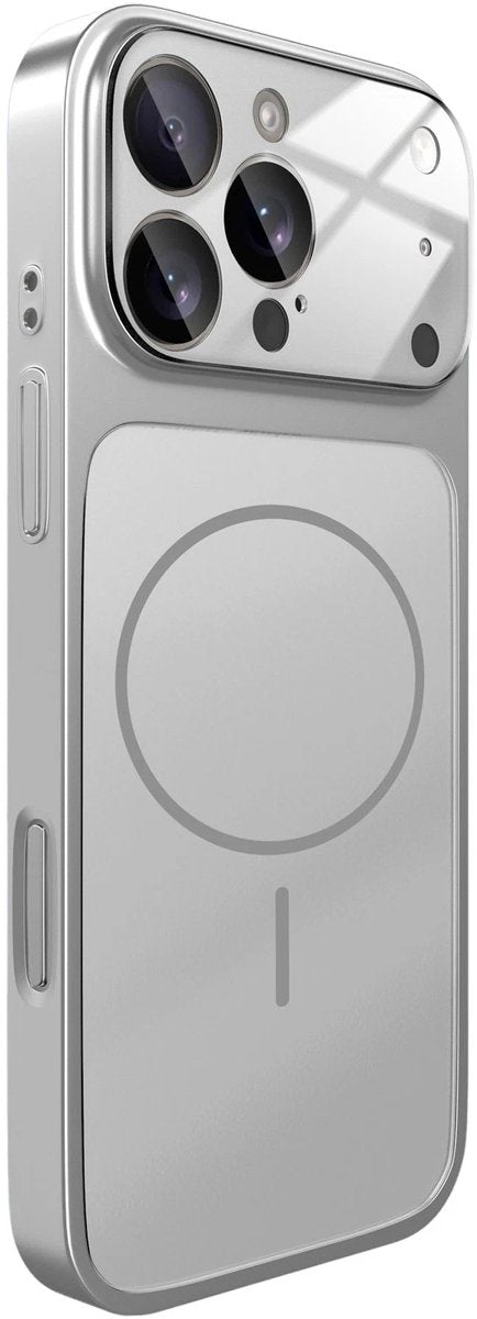 iPhone 17 Hoesjes met Lensbescherming – Matglas - Magsafe Backcover - Zilver-Ilumina Benelux