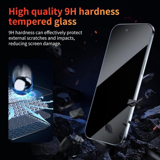 iPhone 17 Pro Max – Privacy Screenprotector – 9H Gehard Glas – 2-Pack-Ilumina Benelux