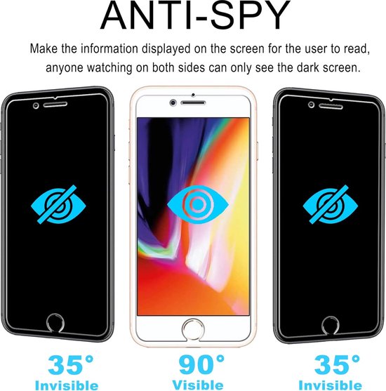 iPhone 7/8/SE 2020/SE 2022 – Privacy Screenprotector – 9H Gehard Glas – 2-Pack-Ilumina Benelux