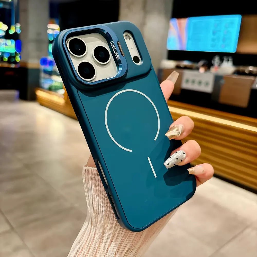 iPhone 17 Pro Max Hoesjes - MagSafe Case met Standaard en Lensbescherming - Blauw-Ilumina Benelux