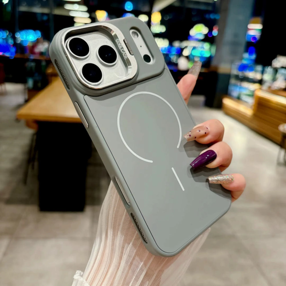 iPhone Air Hoesjes - MagSafe Case met Standaard en Lensbescherming - Grijs-Ilumina Benelux
