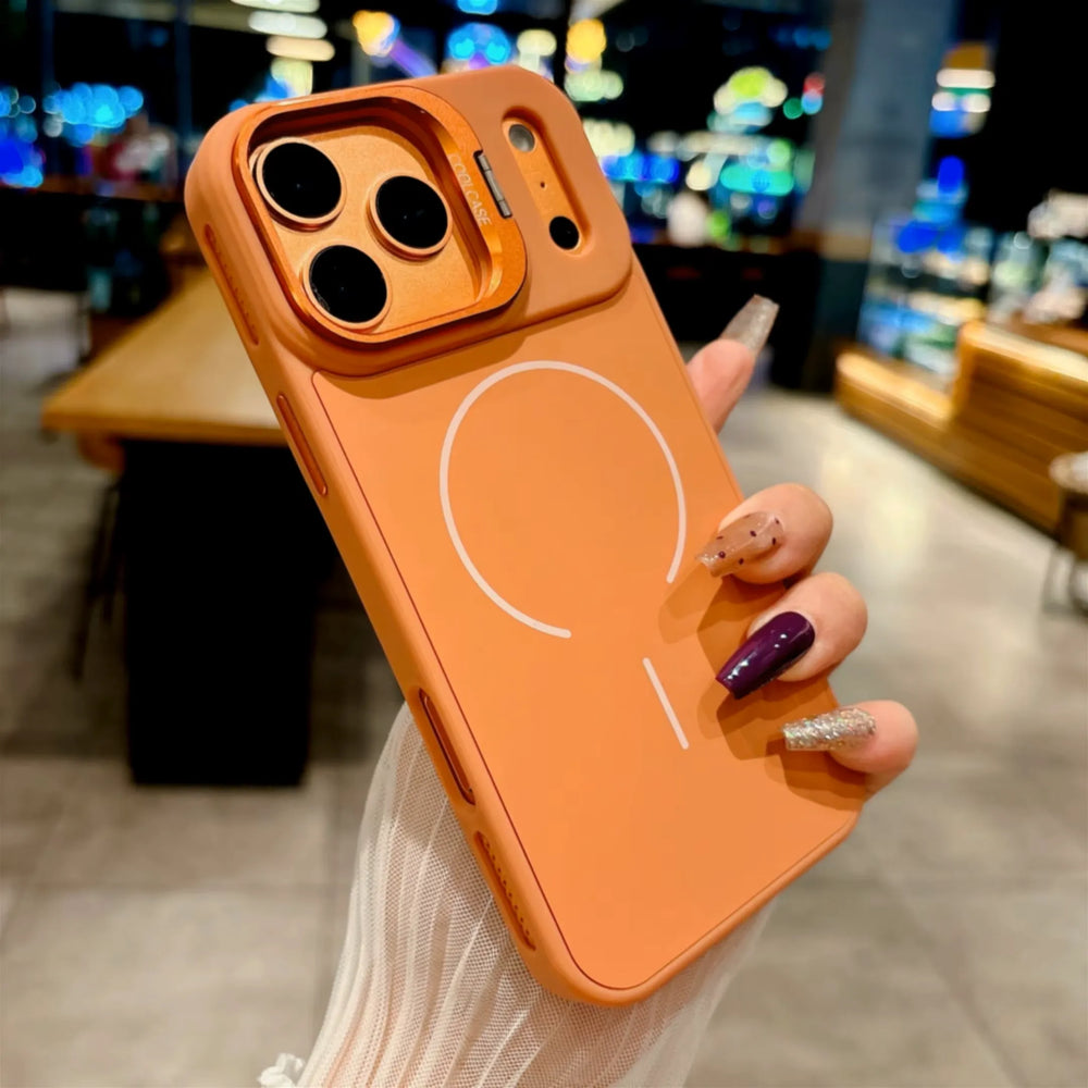 iPhone Air Hoesjes - MagSafe Case met Standaard en Lensbescherming - Oranje-Ilumina Benelux