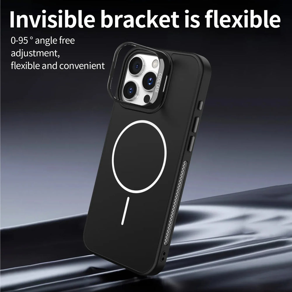 iPhone 17 Pro Max Hoesjes - MagSafe Case met Standaard en Lensbescherming - Blauw-Ilumina Benelux