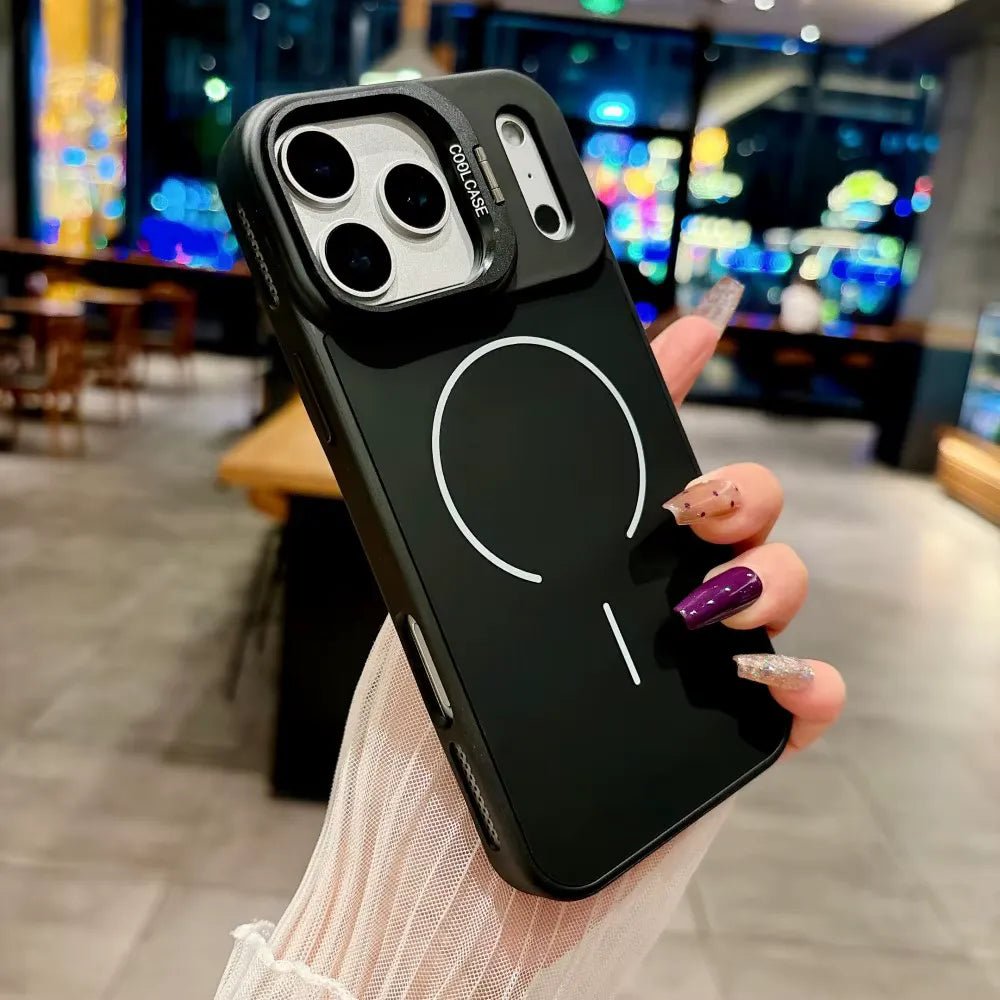 iPhone Air Hoesjes - MagSafe Case met Standaard en Lensbescherming - Zwart-Ilumina Benelux
