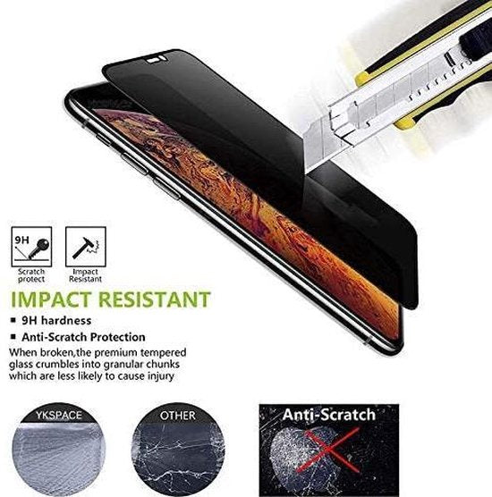 iPhone X / XS – Privacy Screenprotector – 9H Gehard Glas – 1-Pack – Zwart-Ilumina Benelux