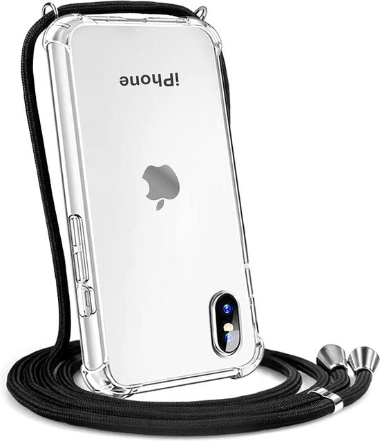 iPhone XR Hoesjes – Transparante Siliconen Backcover met Schouderkoord – Ketting Koord – Anti Slip-Ilumina Benelux