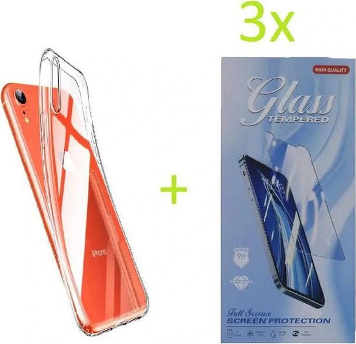 iPhone XS Max Hoesjes – Transparante TPU Siliconen Backcover – Soft Case – Incl. 3x Gehard Glas Screenprotector-Ilumina Benelux