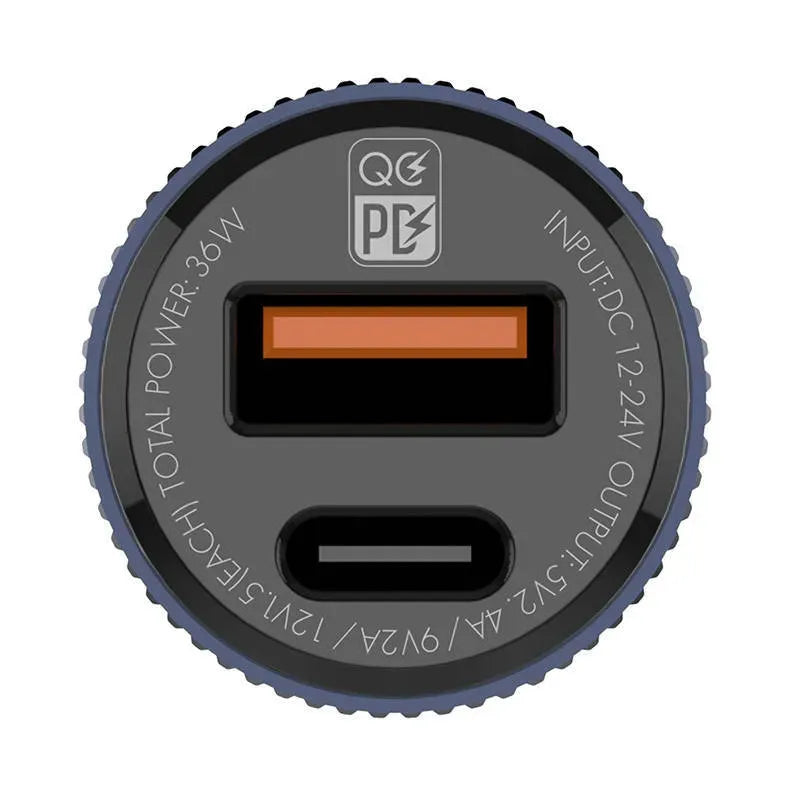 36W Dual USB Fast Car Charger USB-C PD & QC4+ Met USB-C Kabel-Ilumina Benelux