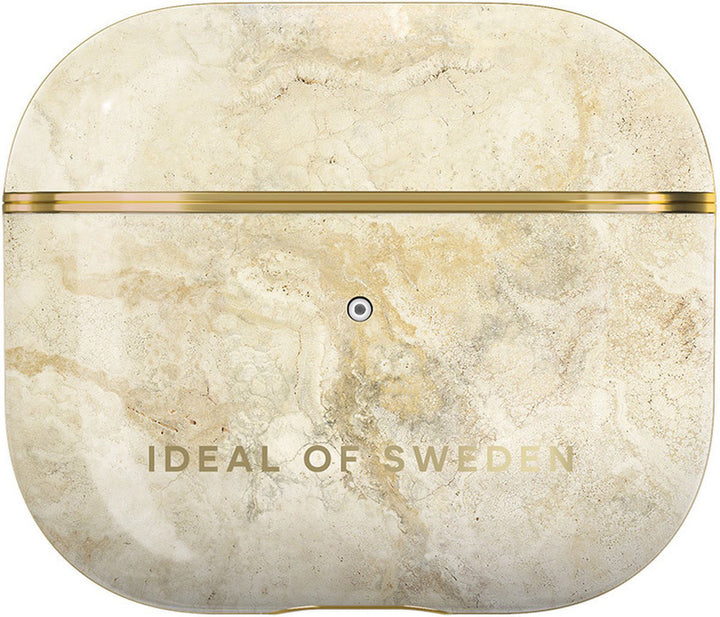 Beige iDeal of Sweden hoesje voor AirPods-oplaadcase met marmerpatroon