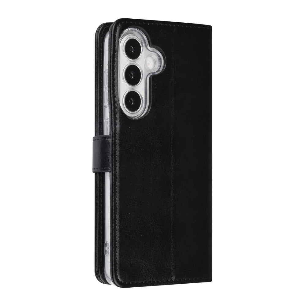 Zwarte TUNIQ bookcase voor telefoon, voor- en achterkant gesloten