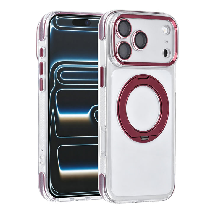 TUNIQ iPhone 18 Pro Max MagSafe Hoesje met 360 graden standaard - Bordeaux