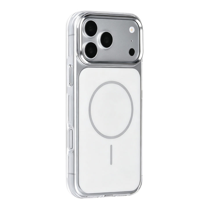 Wit TUNIQ telefoonhoesje met witte ring, van achteren op een telefoon
