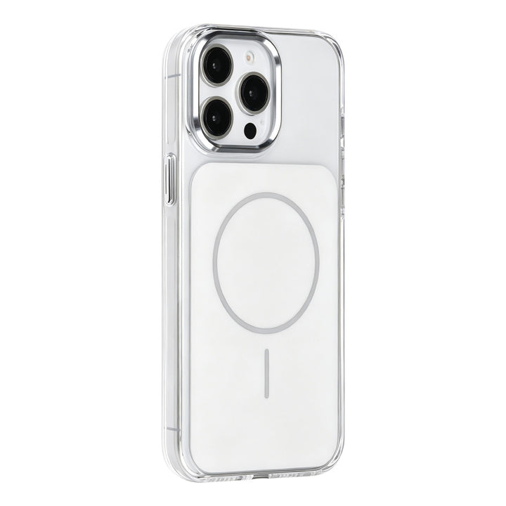 Wit TUNIQ telefoonhoesje met witte ring, van achteren op een telefoon