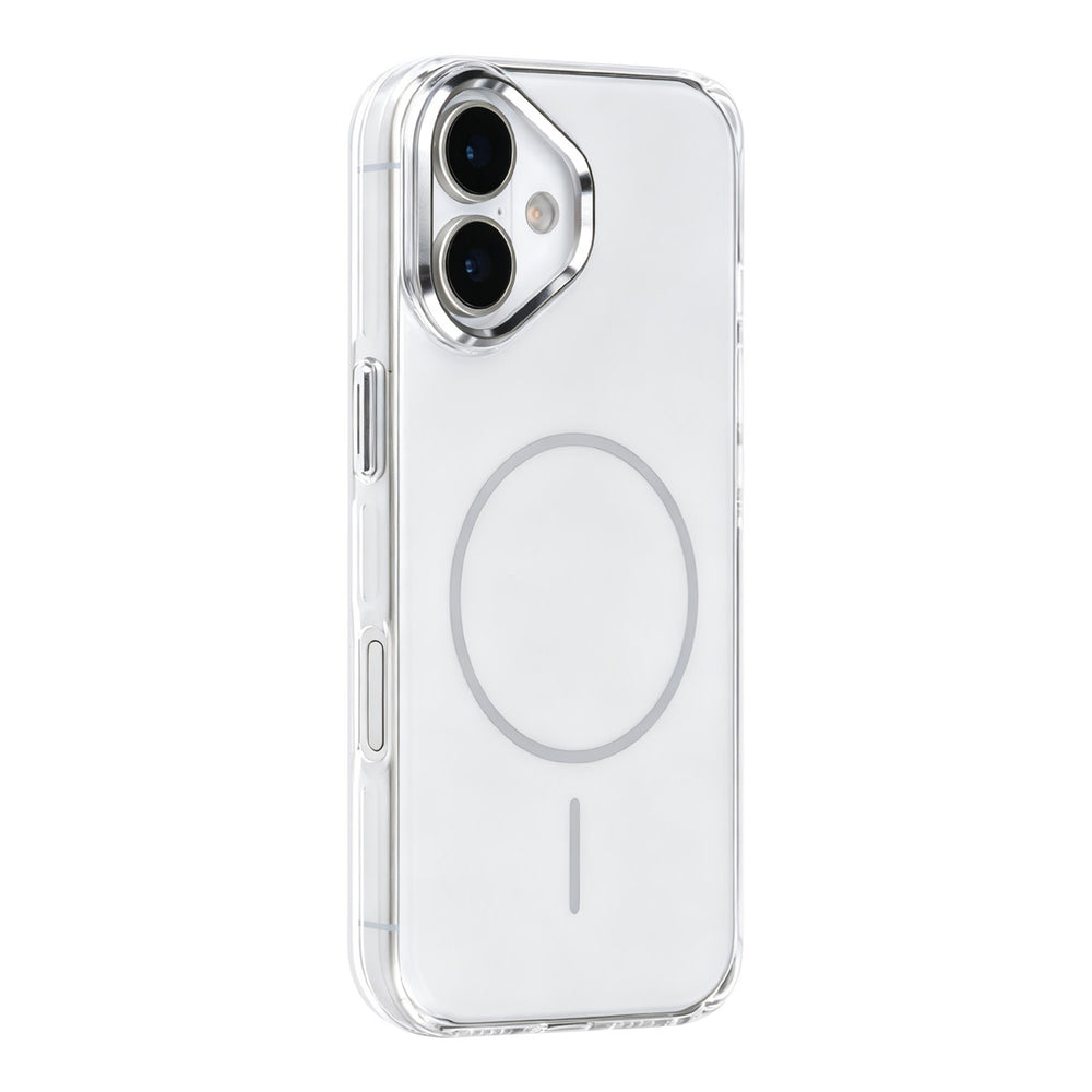 Wit TUNIQ telefoonhoesje met witte ring, van achteren op een telefoon