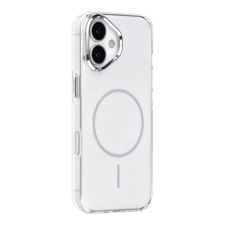 Wit TUNIQ telefoonhoesje met witte ring, van achteren op een telefoon