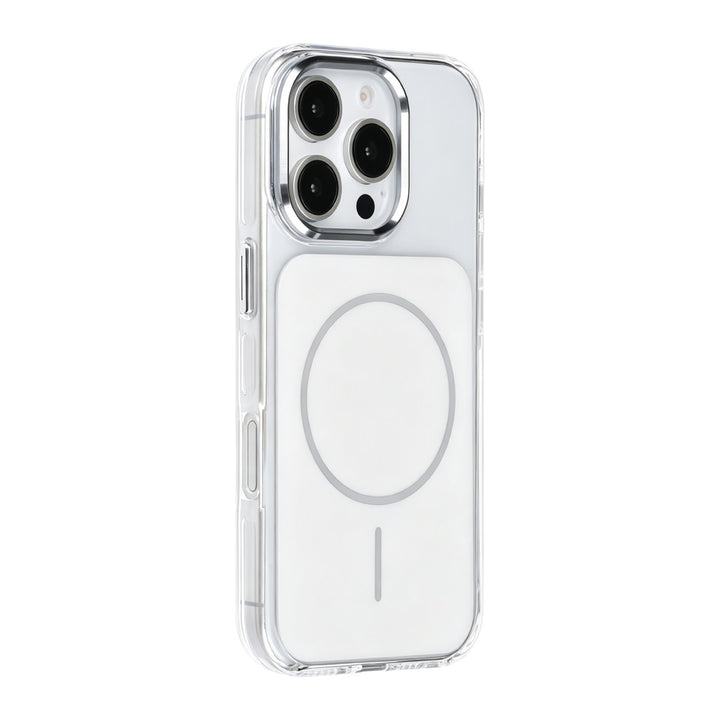 Wit TUNIQ telefoonhoesje met witte ring, van achteren op een telefoon