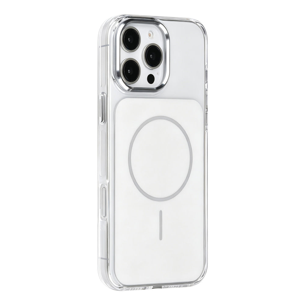 Wit TUNIQ telefoonhoesje met witte ring, van achteren op een telefoon