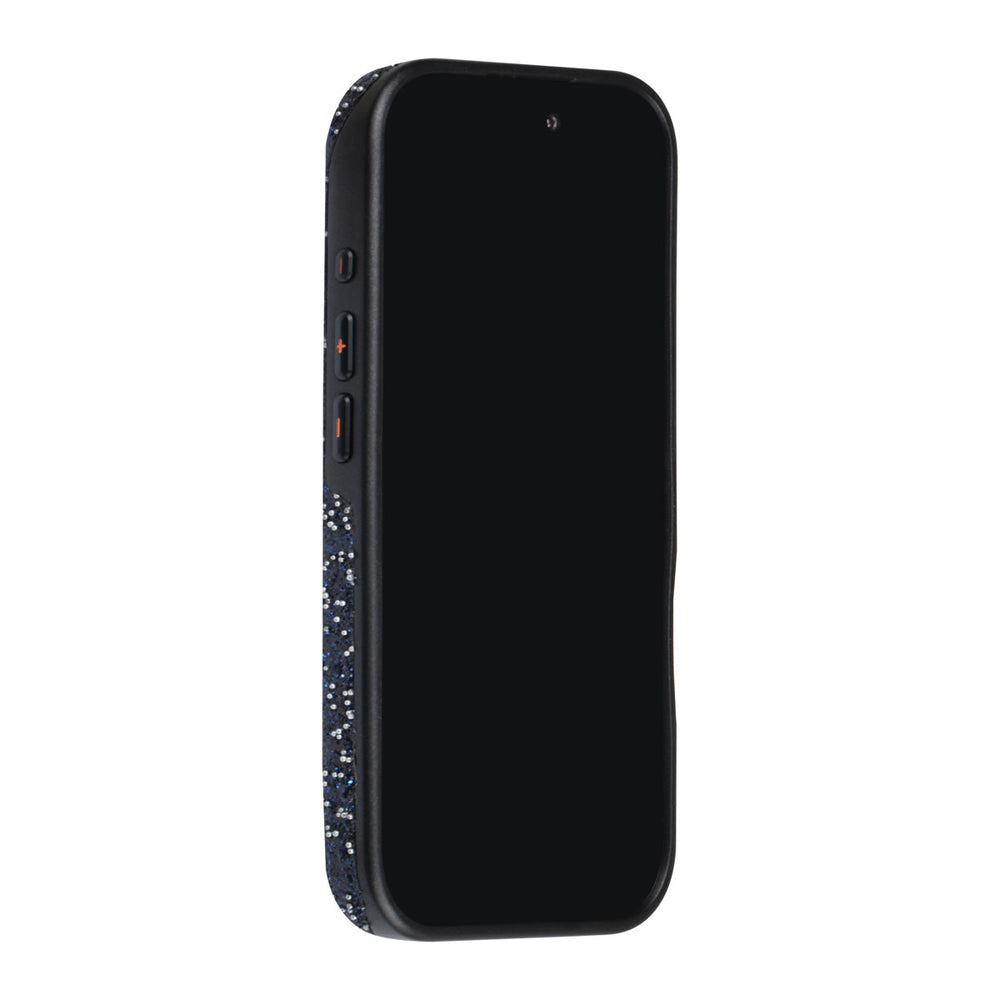 Zwart TUNIQ telefoonhoesje, van voren op een telefoon