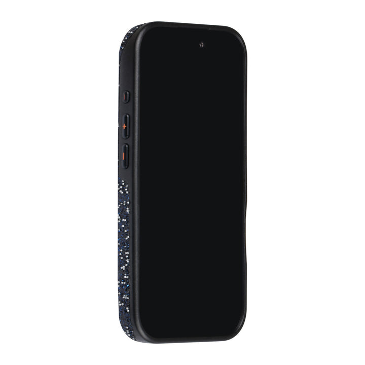 Zwart TUNIQ telefoonhoesje, van voren op een telefoon