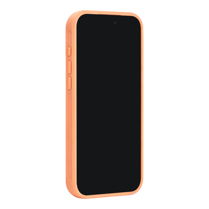 Oranje TUNIQ telefoonhoesje, van voren op een telefoon