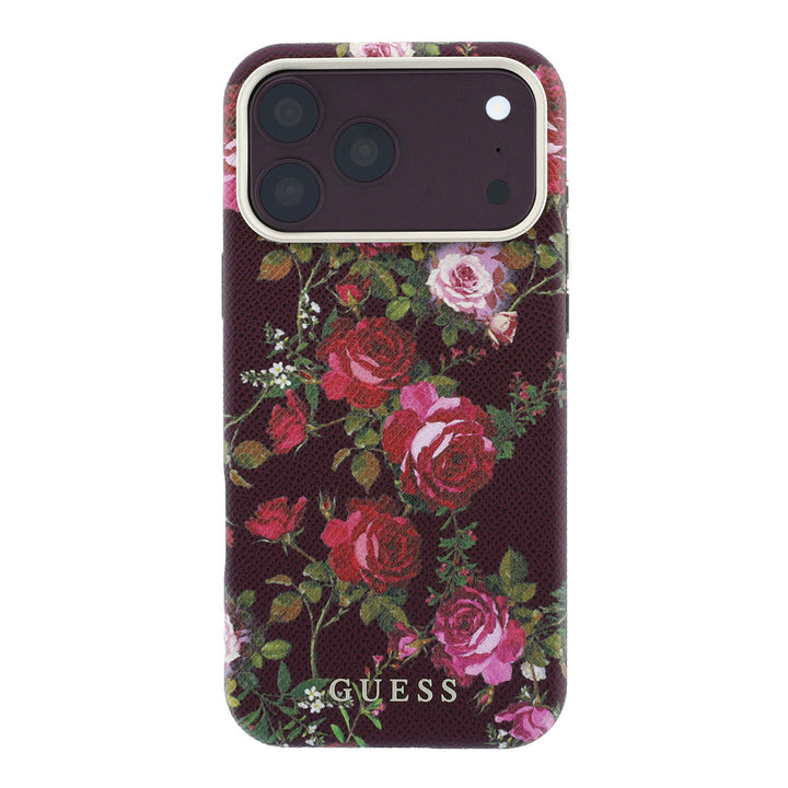 Zwart Guess telefoonhoesje met rozenprint, van achteren
