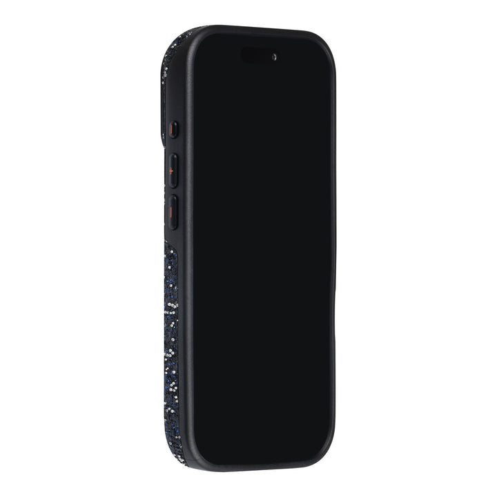 Zwart TUNIQ telefoonhoesje, van voren op een telefoon