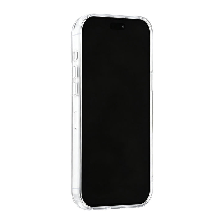 Zilverkleurig TUNIQ telefoonhoesje, van voren op een telefoon