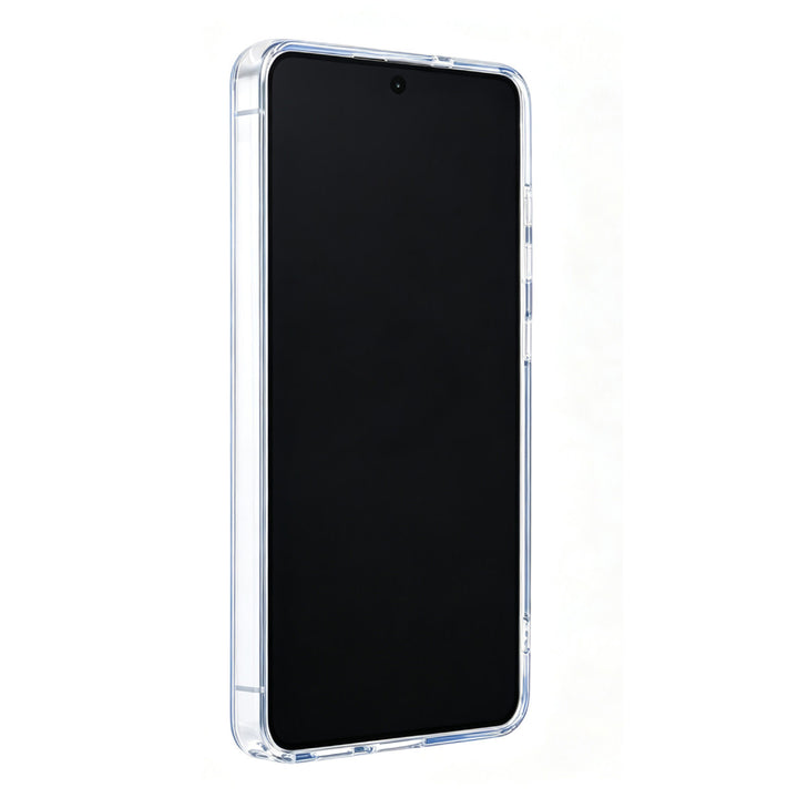 Blauw TUNIQ telefoonhoesje, van voren op een telefoon