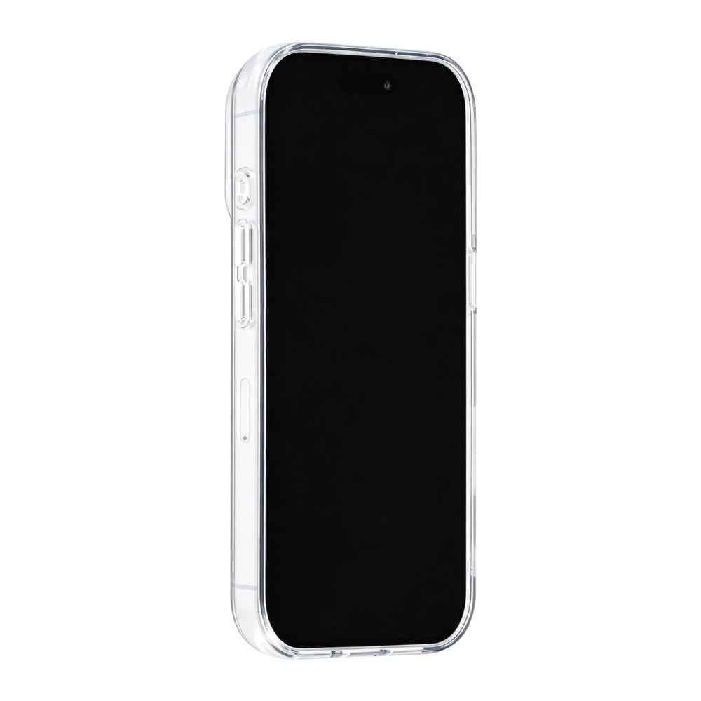 Zwart TUNIQ telefoonhoesje, van voren op een telefoon