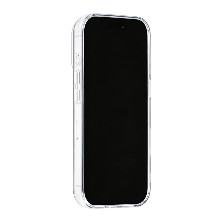 Zwart TUNIQ telefoonhoesje, van voren op een telefoon