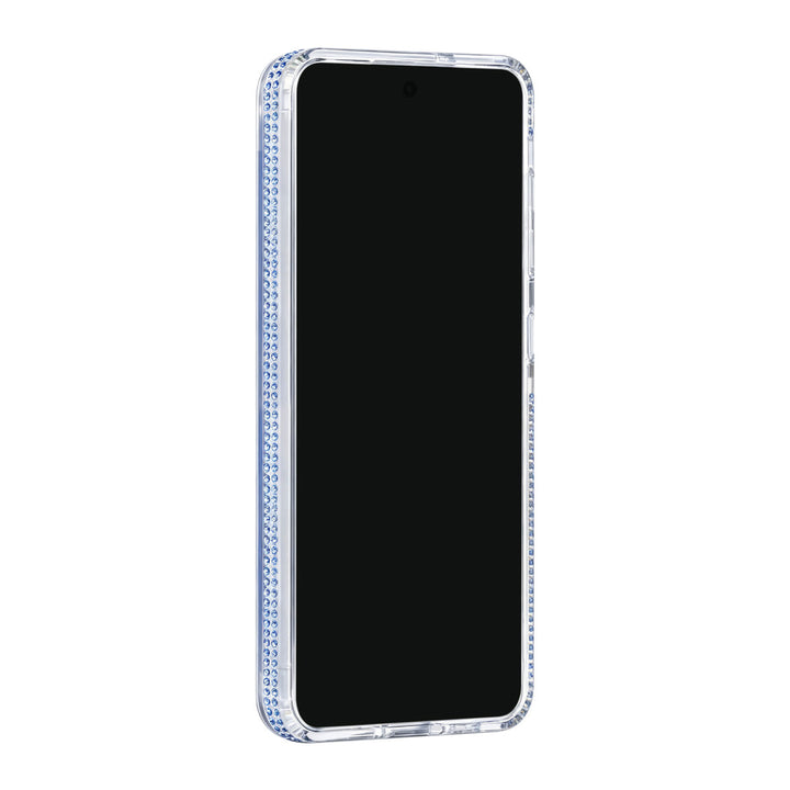 Transparant TUNIQ telefoonhoesje, van voren op een telefoon