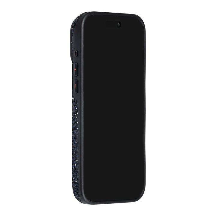 Zwart TUNIQ telefoonhoesje, van voren op een telefoon
